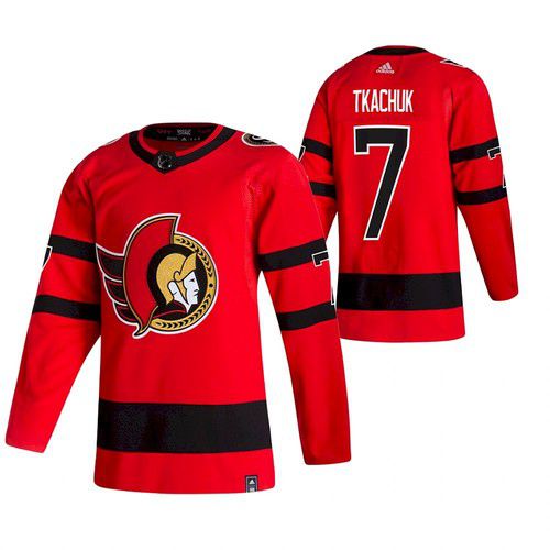 Men Ottawa Senators #7 Tkachuk Red NHL 2021 Reverse Retro jersey